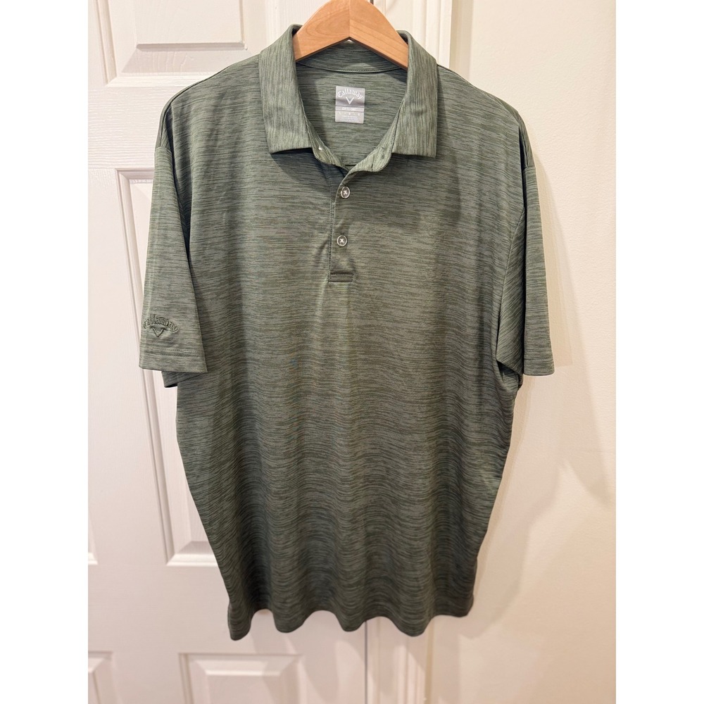 Callaway Opti-Dri Mens‎ Large Golf Polo Shirt Green Space Dye Heathered SU37124